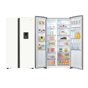 Khaki WHITE GLASS H670SDW WD Refrigerator